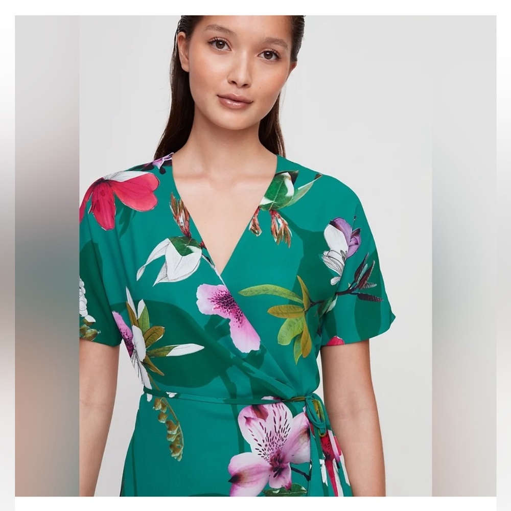 Aritzia Babaton Wallace Floral Green Wrap Dress - Picture 5 of 12